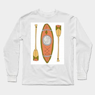 Hand drawn canoe and oars Long Sleeve T-Shirt